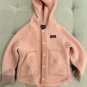 Patagonia Kids Pink Sherpa Fleece Hooded Jacket